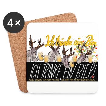 Rentiere trinken Bier - Untersetzer (4er-Set) - Weiß - Vorne