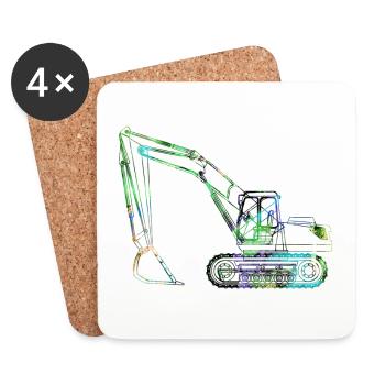 bagger,baufahrzeug,baggerfahren,graffiti,outline - Untersetzer (4er-Set) - Weiß - Vorne