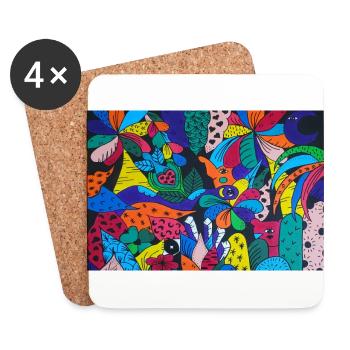 Esoteric Elephant Pop Art - Coasters (set of 4) - white - Front