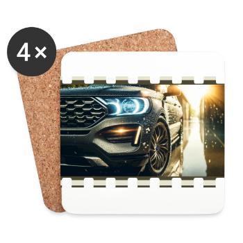 Elegance in detail – Modern car in a rainy environment - Coasters (set of 4) - white - Front