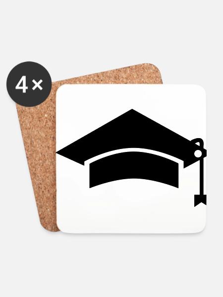 Doktorhut, Doktor, Promotion, Abschluss, Abitur - Untersetzer (4er-Set) - Weiß