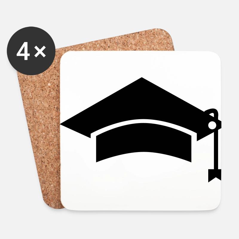 Doktorhut, Doktor, Promotion, Abschluss, Abitur - Untersetzer (4er-Set) - Weiß