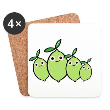 Family,Limone,Family,Lime, Comic - Coasters (set of 4) - white - Front