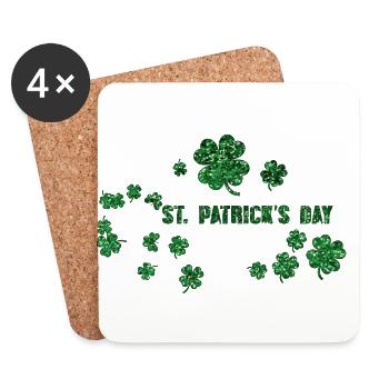 St.Patrick's Day, Ireland, Ireland, Klee,Glitter - Coasters (set of 4) - white - Front