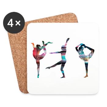 Gymnaste, Yoga,Sports,Exercices,Danse,Gymnastique - Dessous de verre (lot de 4) - blanc - Devant