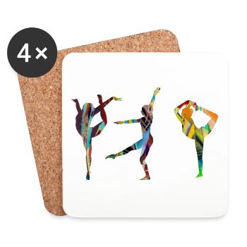 Gymnaste, Yoga,Sports,Exercices,Danse,Gymnastique - Dessous de verre (lot de 4) - blanc - Devant