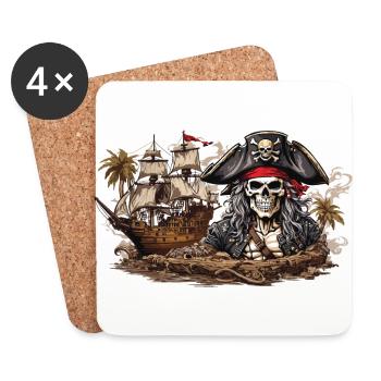 Sailing Ship Pirate Captain Adventure Costume Design - Coasters (set of 4) - white - Front
