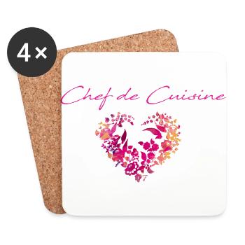 ungarische blumen, herz, Herz, chef de cuisine - Untersetzer (4er-Set) - Weiß - Vorne