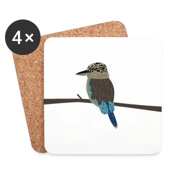 Laughing Hans - Kookaburra without background - Coasters (set of 4) - white - Front