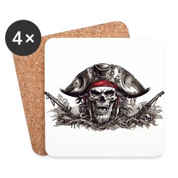 Piraten Skull Halloween Kostüm Design - Untersetzer (4er-Set) - Weiß - Vorne
