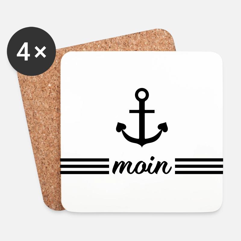 moin Anker mit Herz - ahoy anchor - Untersetzer (4er-Set) - Weiß