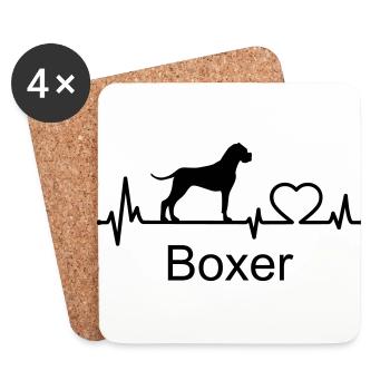 Boxer Hund Herzschlag Hundebesitzer Geschenkidee - Untersetzer (4er-Set) - Weiß - Vorne
