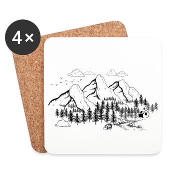 Mountain Forest Adventure - Coasters (set of 4) - white - Front