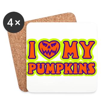 I Love My Pumpkins Ich liebe meine Kürbisse Frauen - Untersetzer (4er-Set) - Weiß - Vorne