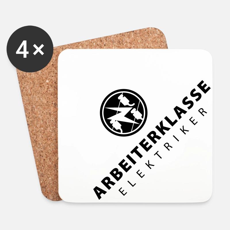 Arbeiterklasse Elektriker mit Zunftzeichen - Untersetzer (4er-Set) - Weiß