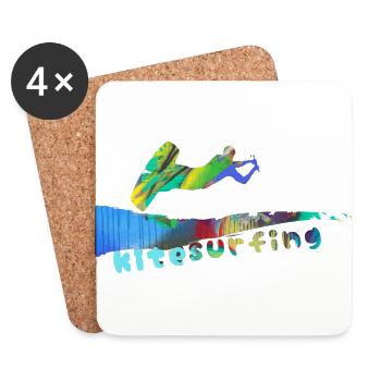 Kiten, surfen,kitesurfing, Graffiti - Untersetzer (4er-Set) - Weiß - Vorne