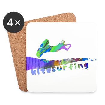 Kiten, surfen,kitesurfing, Graffiti - Untersetzer (4er-Set) - Weiß - Vorne