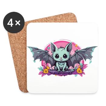 Occulte Kawaii gothique chauve-souris Pastel e-Girl - Dessous de verre (lot de 4) - blanc - Devant