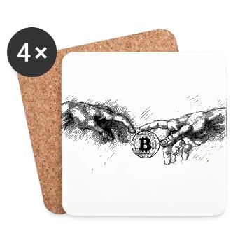 Création des cryptomonnaies Bitcoin - Dessous de verre (lot de 4) - blanc - Devant