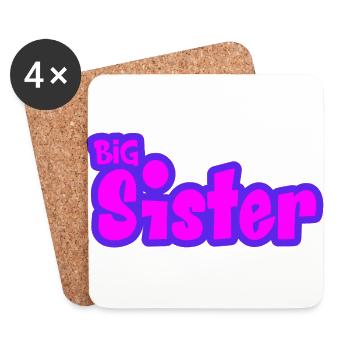 Big Sis Sœur aînée Famille frère ou sœur - Dessous de verre (lot de 4) - blanc - Devant