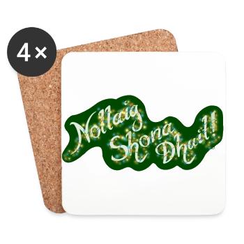 "Nollaig Shona Duit!" Frohe Weihnachten auf Irisch - Untersetzer (4er-Set) - Weiß - Vorne