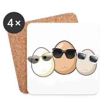 Oeufs,Oeuf,Famille d’oeufs,Famille,Lunettes de soleil - Dessous de verre (lot de 4) - blanc - Devant