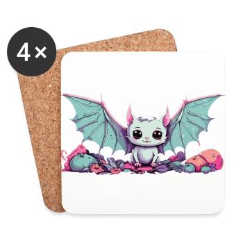 Gothic Kawaii Bat Anime Manga Design - Coasters (set of 4) - white - Front