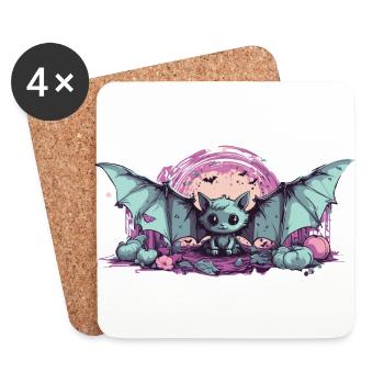 Goth Pastel Kawaii Fledermaus Anime Style - Untersetzer (4er-Set) - Weiß - Vorne