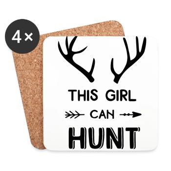 Cette fille peut chasser cadeau fille chasse chasse Ja - Dessous de verre (lot de 4) - blanc - Devant
