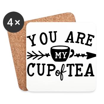 Tu es ma tasse de thé cadeau thé muffle du matin - Dessous de verre (lot de 4) - blanc - Devant