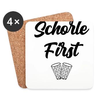 Schorle First Geschenk Pfalz Pfälzer Dubbeglas - Untersetzer (4er-Set) - Weiß - Vorne