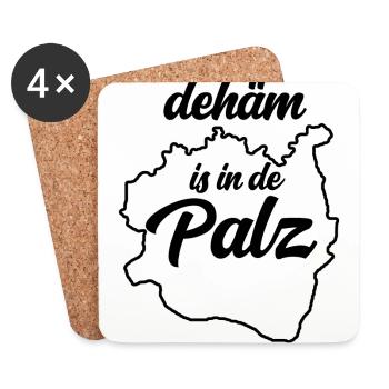 zuhause ist in der Pfalz - dehäm is in de Palz Ges - Untersetzer (4er-Set) - Weiß - Vorne