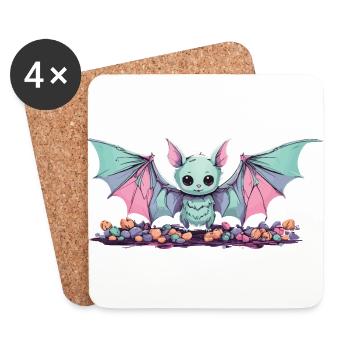 Pastel Gothic Bat Kawaii Halloween Design - Coasters (set of 4) - white - Front