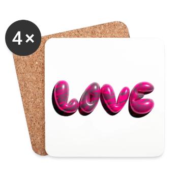 amour, 3d, graffiti, ballon, coloré, amour, motif - Dessous de verre (lot de 4) - blanc - Devant