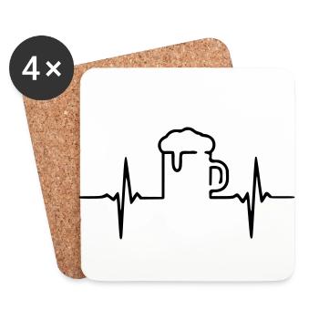 Herzschlag -Bier- - Untersetzer (4er-Set) - Weiß - Vorne
