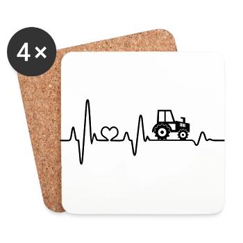 Herzschlag Traktor Trecker Landwirt Bauer Geschenk - Untersetzer (4er-Set) - Weiß - Vorne