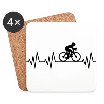 Heartbeat Cycling Cyclists Cycling - Coasters (set of 4) - white - Front