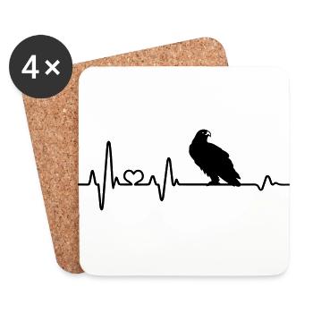 Herzschlag Adler Raubvogel EKG - Untersetzer (4er-Set) - Weiß - Vorne