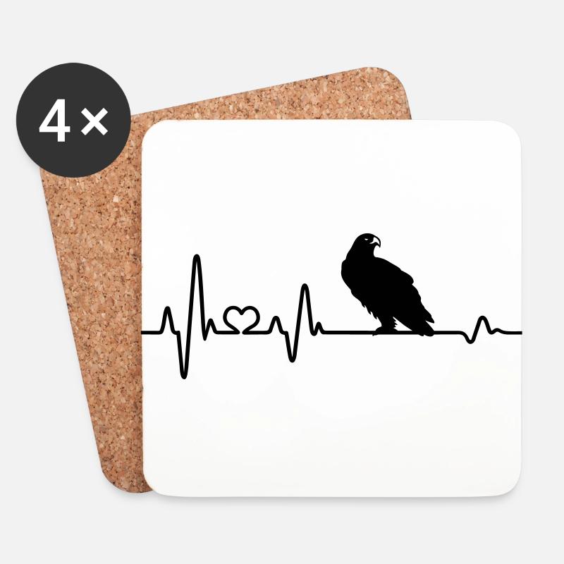 Herzschlag Adler Raubvogel EKG - Untersetzer (4er-Set) - Weiß