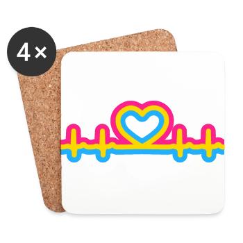 Pansexueller Stolz Herzschlag - Untersetzer (4er-Set) - Weiß - Vorne