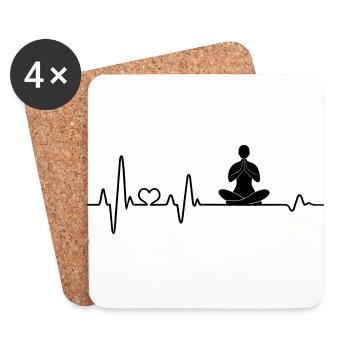 Yoga Meditation meditieren Namaste Yogi Pulsschlag - Untersetzer (4er-Set) - Weiß - Vorne