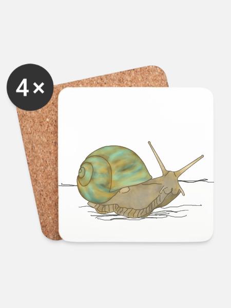 Schnecke, Weinbergschnecke - Untersetzer (4er-Set) - Weiß