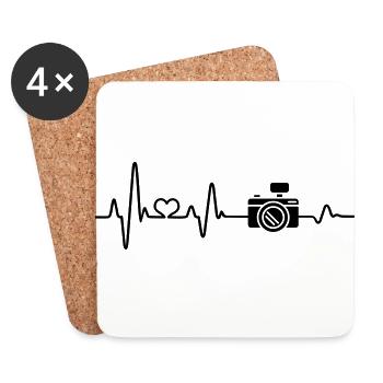 Photographer taking pictures of heartbeat photography love - Coasters (set of 4) - white - Front