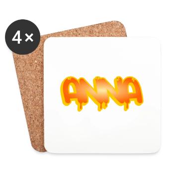 Graffiti Name Anna - Untersetzer (4er-Set) - Weiß - Vorne