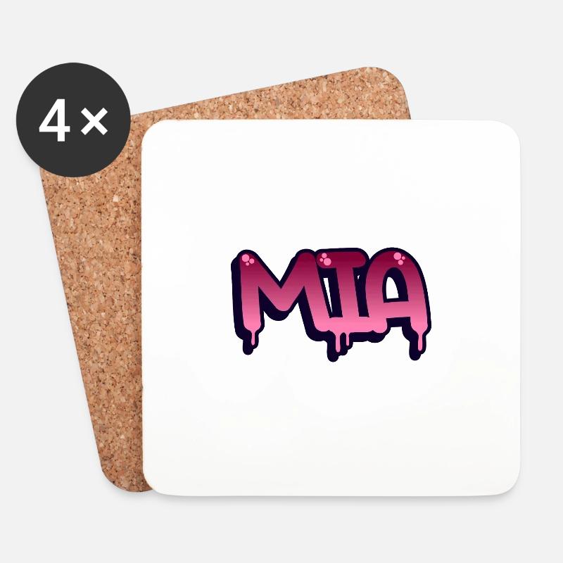 Graffiti Name Mia - Untersetzer (4er-Set) - Weiß