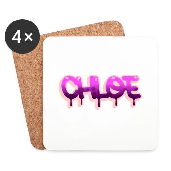 Graffiti prénom Chloé - Dessous de verre (lot de 4) - blanc - Devant