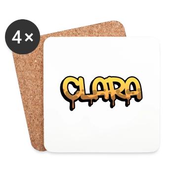 Graffiti prénom Clara - Dessous de verre (lot de 4) - blanc - Devant