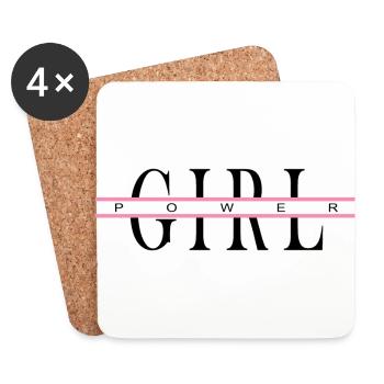Lettrage Girl Power - Dessous de verre (lot de 4) - blanc - Devant