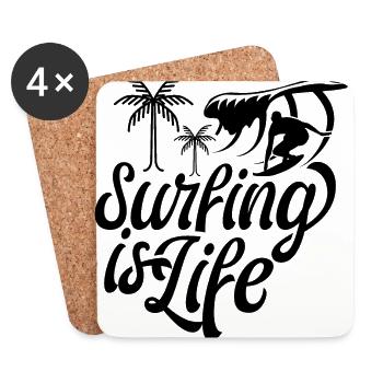 Surf est la vie surfer surf surfing surfing - Dessous de verre (lot de 4) - blanc - Devant