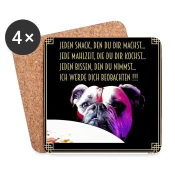 Bulldog Snack - Untersetzer (4er-Set) - Weiß - Vorne